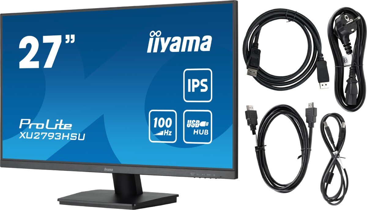 Monitor IIYAMA ProLite XU2793HSU-B6 27 1920x1080px IPS 100Hz 1 ms zestaw akcesoria