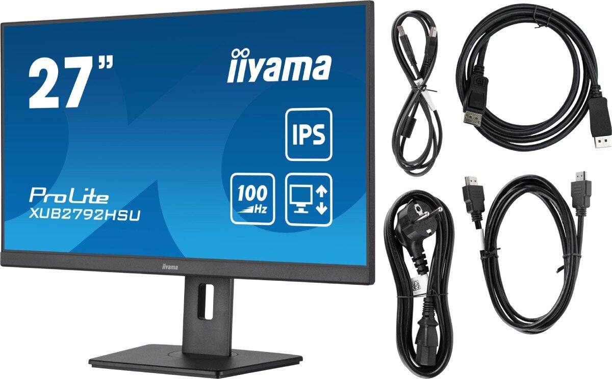 Monitor IIYAMA ProLite XUB2792HSU-B6 27 1920x1080px IPS 100Hz 0.4 ms zestaw akcesoria