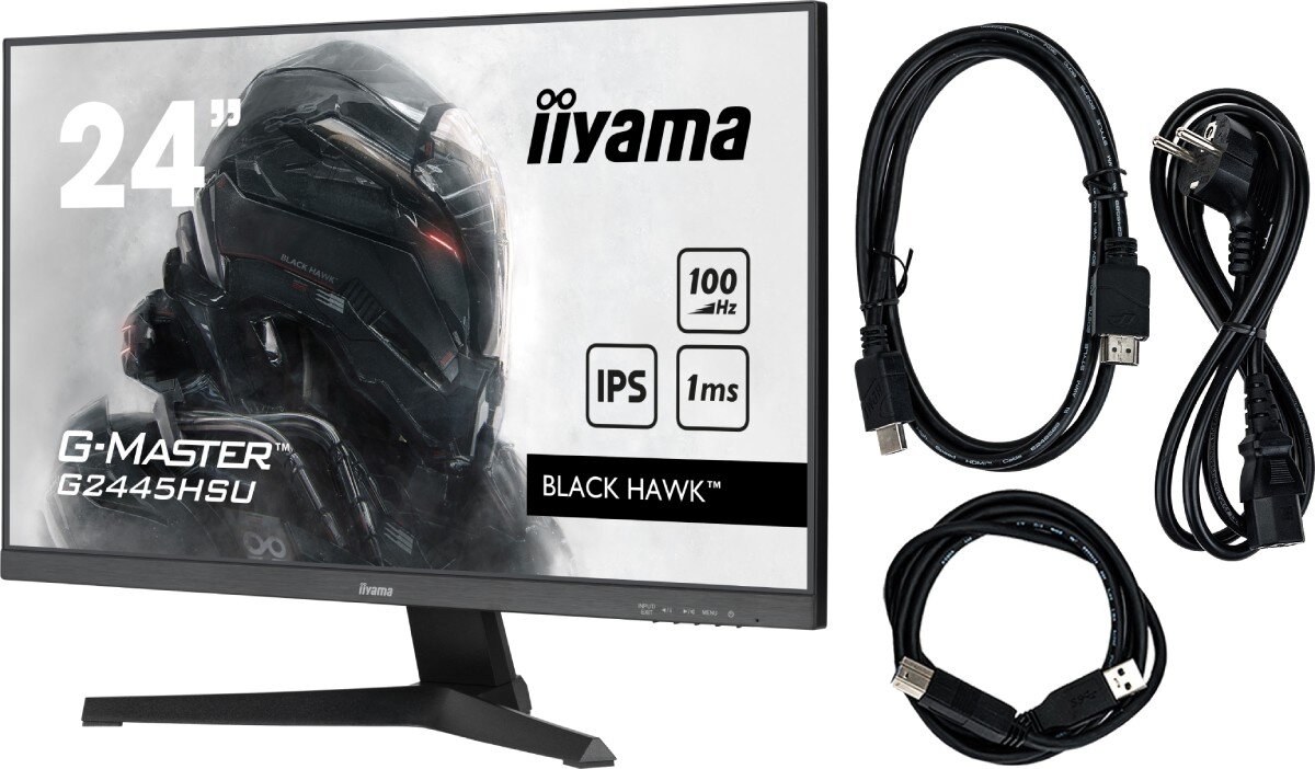 Monitor IIYAMA G-Master Black Hawk G2445HSU-B1 23.8 1920x1080px IPS 100Hz 1 ms zestaw akcesoria