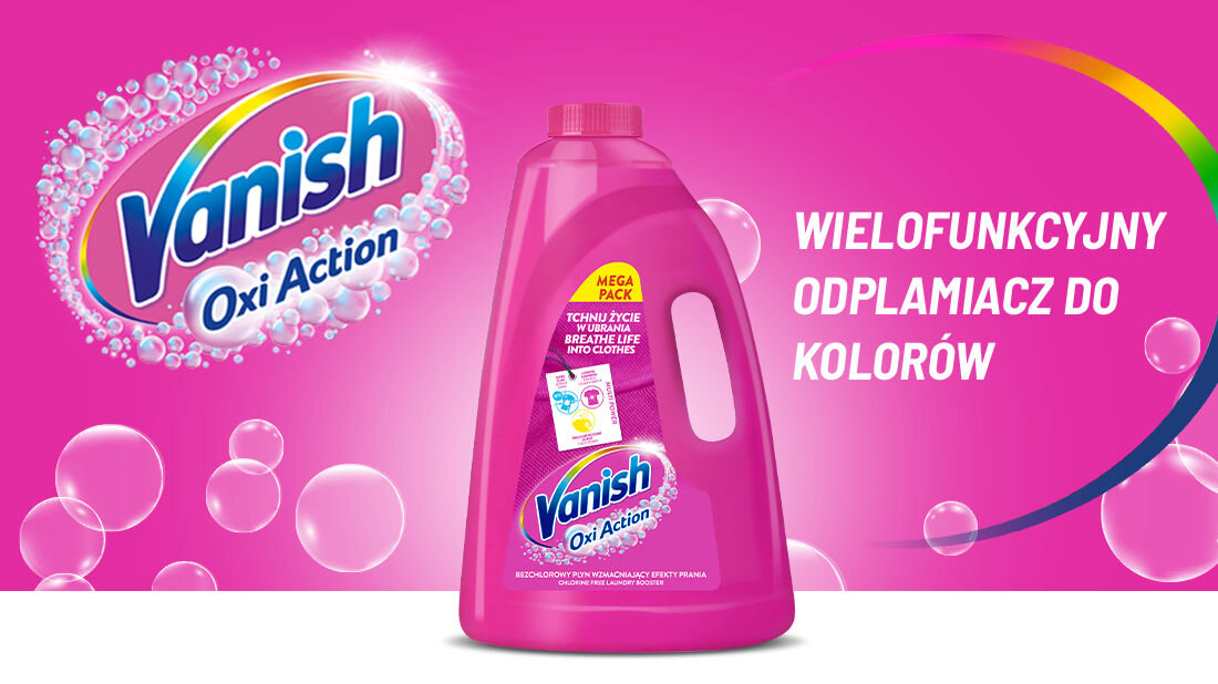 Odplamiacz do prania VANISH Oxi Action Różowy 3000 ml ochrona koloru zwalczanie plam