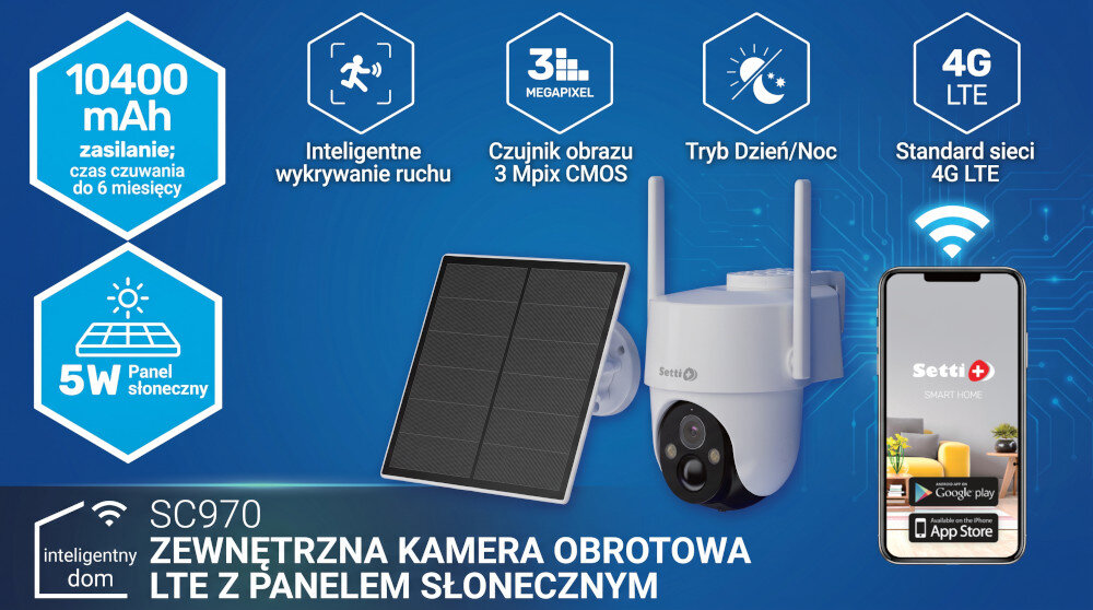 Osoba podłącza kabel USB do białego urządzenia, które wygląda na kamerę obrotową. Kamera ma czarny obiektyw i znajduje się na drewnianej powierzchni.