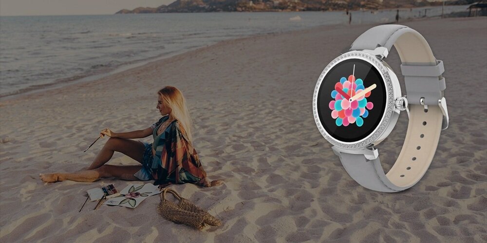 Smartwatch DENVER Bluetooth SWC-342GR Srebrny elegancki design, zaawansowana technologia, czytelny ekran, zywe kolory, lekka obudowa, komfortowe noszenie