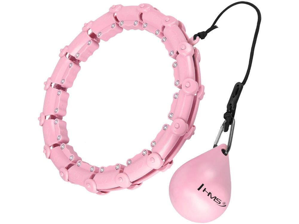 Hula hop HMS HHW11 Plus Size Różowy narzędzie fitness jednoczesny trening i masaż ciała poprawa sylwetki kondycji i samopoczucia osoby plus size wygodny bezpieczny trening łatwość obsługi i wielofunkcyjnośc dla każdego