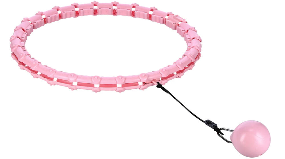 Hula hop HMS HHW11 Plus Size Różowy prosty skuteczny mechanizm piłka grawitacyjna porusza się po szynie w zamkniętej obręczy siła ośrodkowa wprawia piłkę w ruch aktywacja mięśni brzucha i tułowia dla osób na każdym etapie zaawansowania
