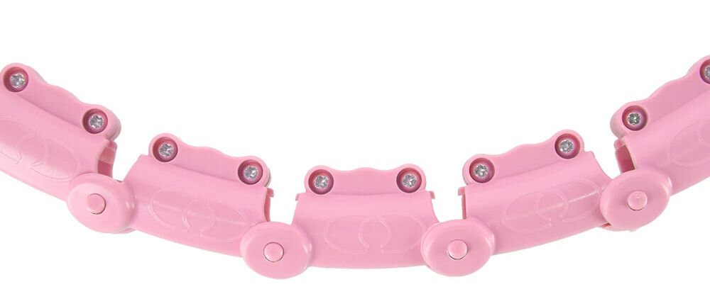 Hula hop HMS HHW11 Plus Size Różowy trening i masaż wypustki na obręczy stymulacja ciała ruch obręczy generuje przyjemny masaż poprawa krążenia wspomaganie redukcji cellulitu łatwa regulacja intensywności masażu dostosowanie treningu
