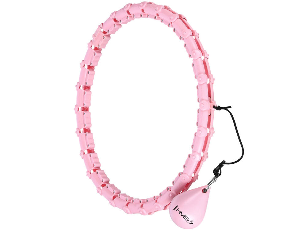Hula hop HMS HHW11 Plus Size Różowy wysoka jakość materiałów trwałość bezpieczeństwo wytrzymałe tworzywo ABS i PP odporny na uszkodzenia stalowe łożyska kulkowe płynny niezakłócony ruch piłka grawitacyjna wypełniona piaskiem 300 g zwiększone bezpieczeństwo