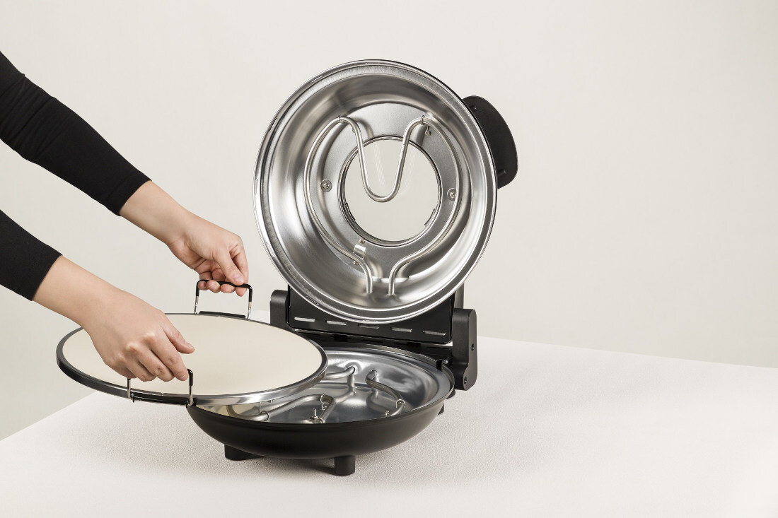 Piec do pizzy ZEEGMA Pizza Chef 1200W średnica 30 cm kamień ceramiczny nóż do pizzy
