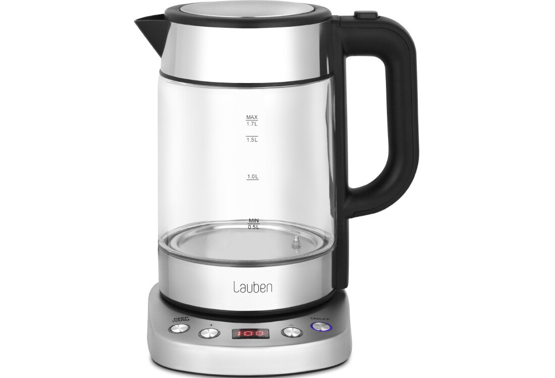Czajnik LAUBEN Electric Kettle EK17GS Elegancki design Korpus ze szkła kontrola ilość wody czytelna skala element grzewczy konserwacja czyszczenie