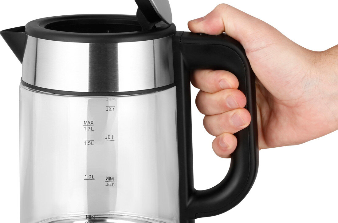 Czajnik LAUBEN Electric Kettle EK17GS Wygodne użytkowanie komfort przycisk otwierania pokrywki Blokada zabezpieczająca bezpieczeństwo