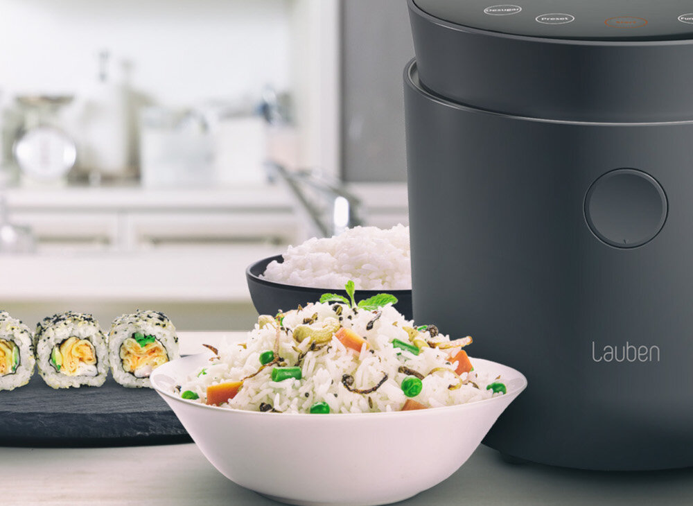 Ryżowar LAUBEN 1500WT kompaktowe wymiary, nie zajmuje dużo miejsca, dobrze się komponuje