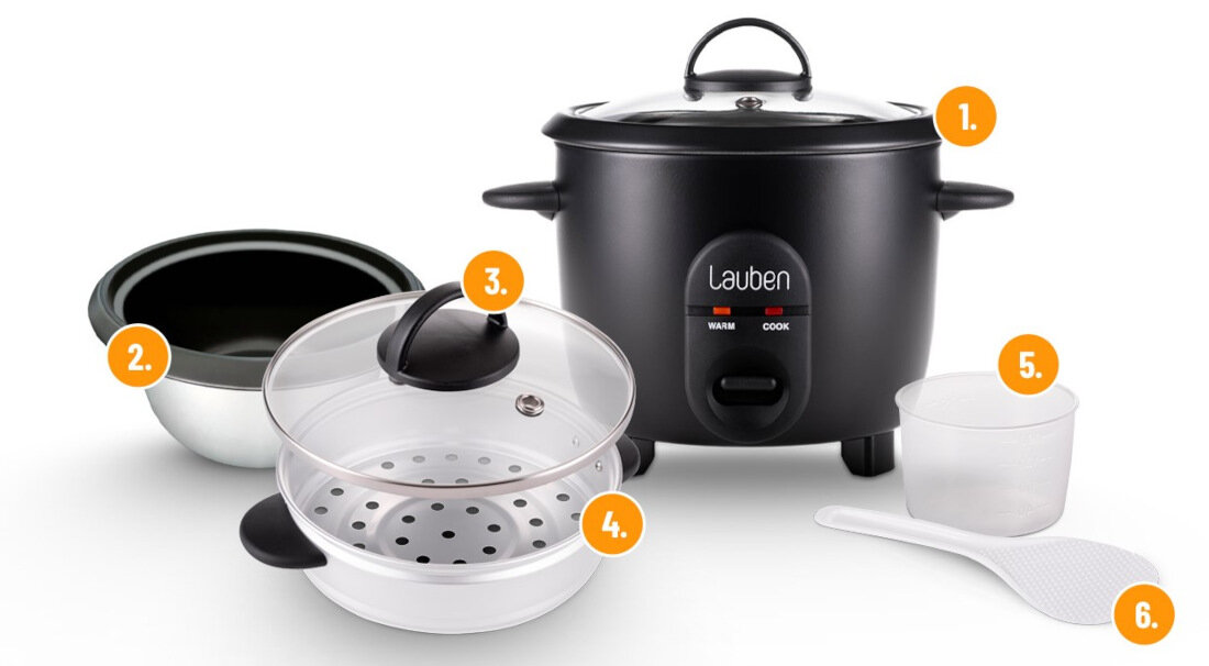 Ryżowar LAUBEN 600BC zestaw akcesoria komplet wyposazenie