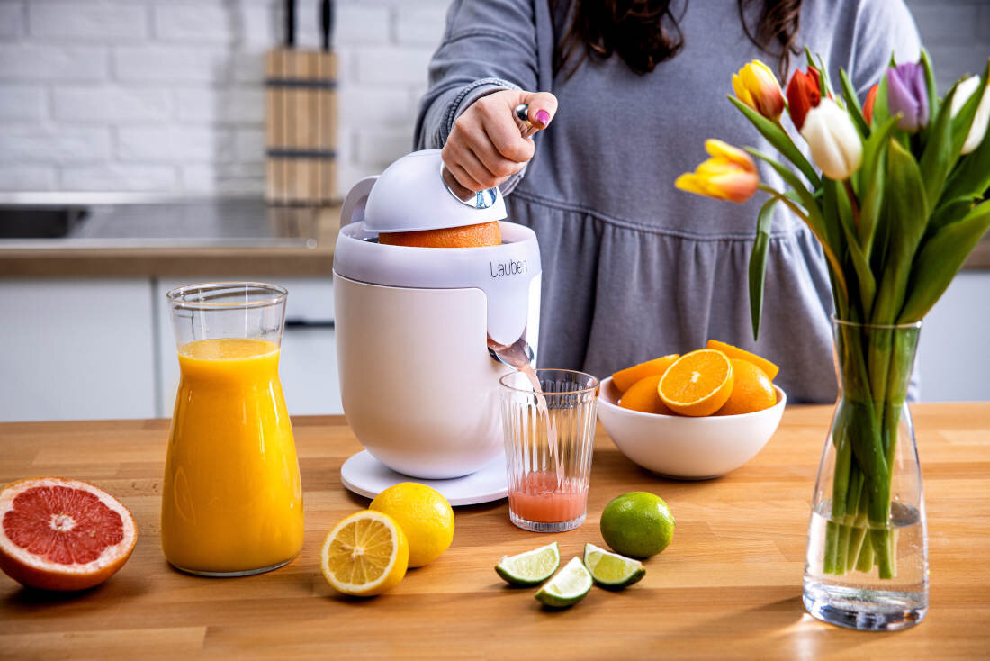 Wyciskarka do cytrusów LAUBEN Electric Citrus Juicer 110WT świeże soki funkcja zapobiegająca kapaniu kształt stożka