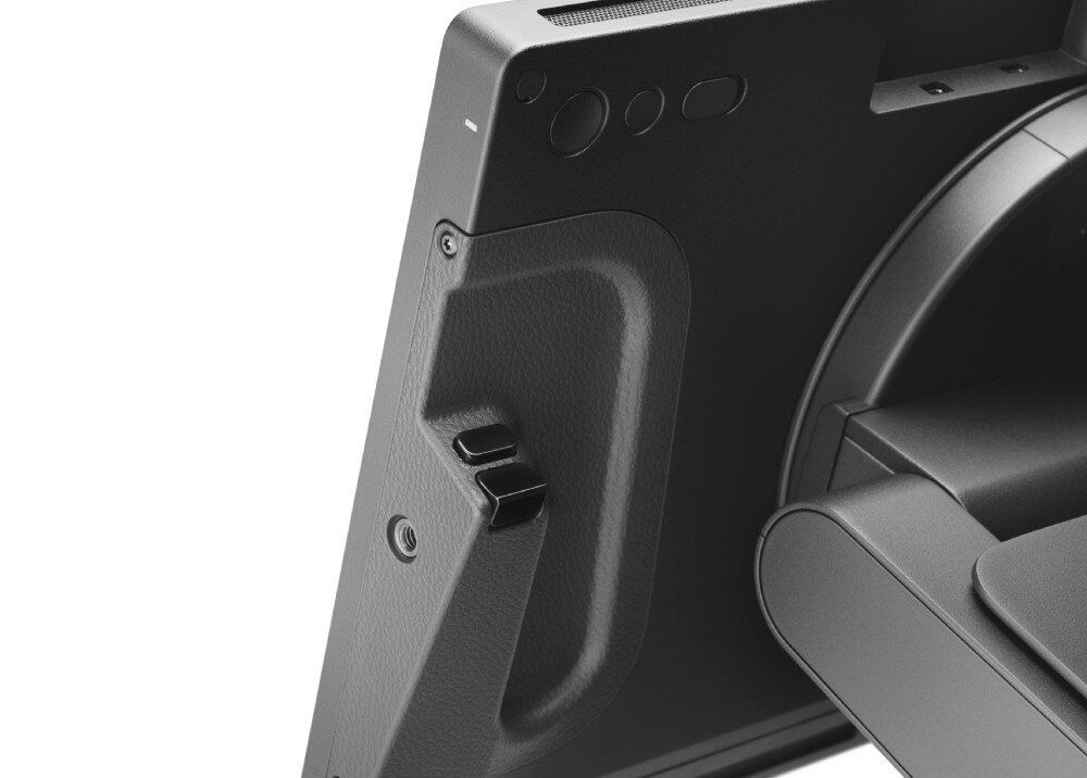 Tablet graficzny WACOM Cintiq Pro 17 Zdjęcie tyłu tabletu graficznego. Widać elementy regulacji i przyciski na jego obudowie, obsługa przyciski skróty gesty konstrukcja