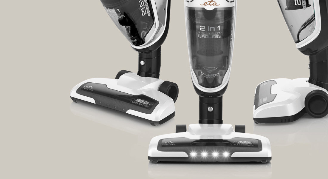 Odkurzacz ETA Moneto II 54539000 Biały Dostosowana moc Dwa poziomy ssania możliwości regula siły zabrudzenia Elektryczna szczotka kurz sierść zanieczyszczenia dokładne sprzątanie Diody LED