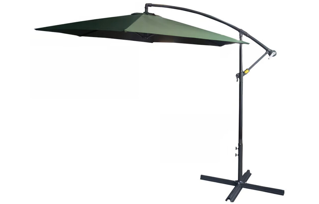 Parasol ogrodowy PATIO 48117 Boczny Zielony średnica 3 m kolor kolorystyka wykonanie stal trwały odporny korbka składanie rozkładanie solidna podstawa krzyżakowa wymiary