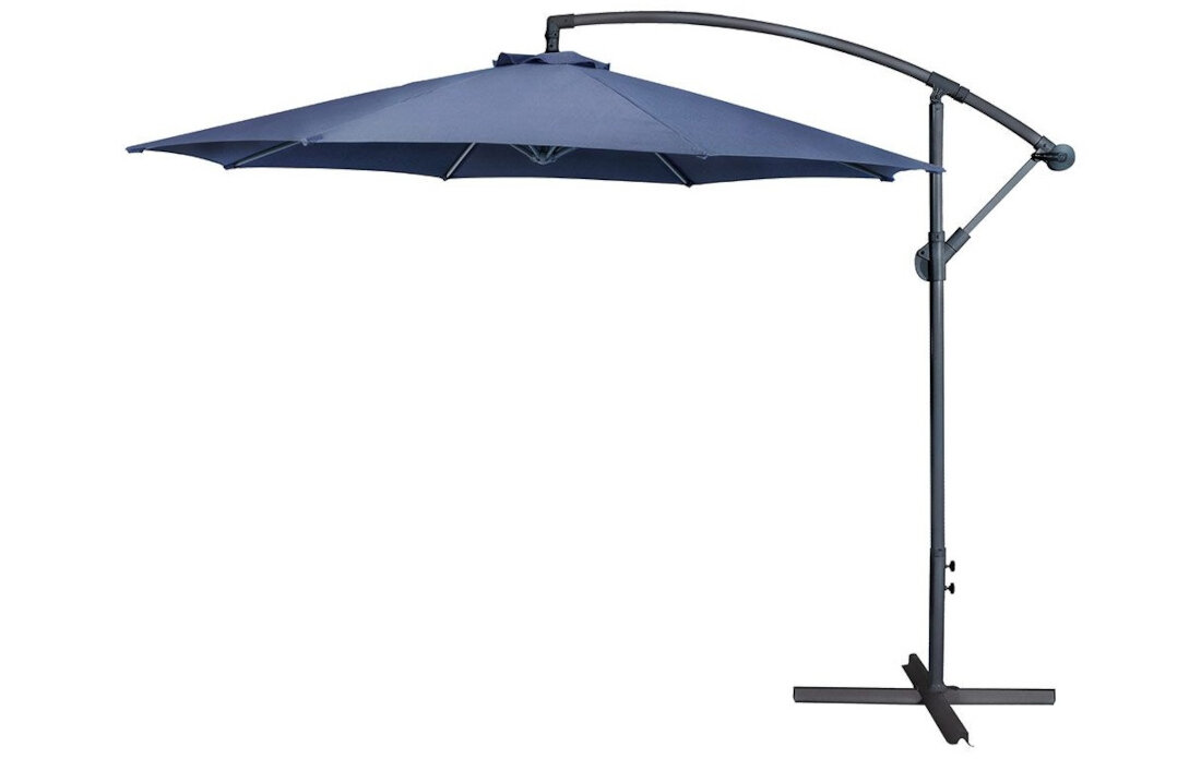 Parasol ogrodowy PATIO 48118 Granatowy boczny średnica 3 m kolor kolorystyka wykonanie stal trwały odporny korbka składanie rozkładanie solidna podstawa krzyżakowa wymiary
