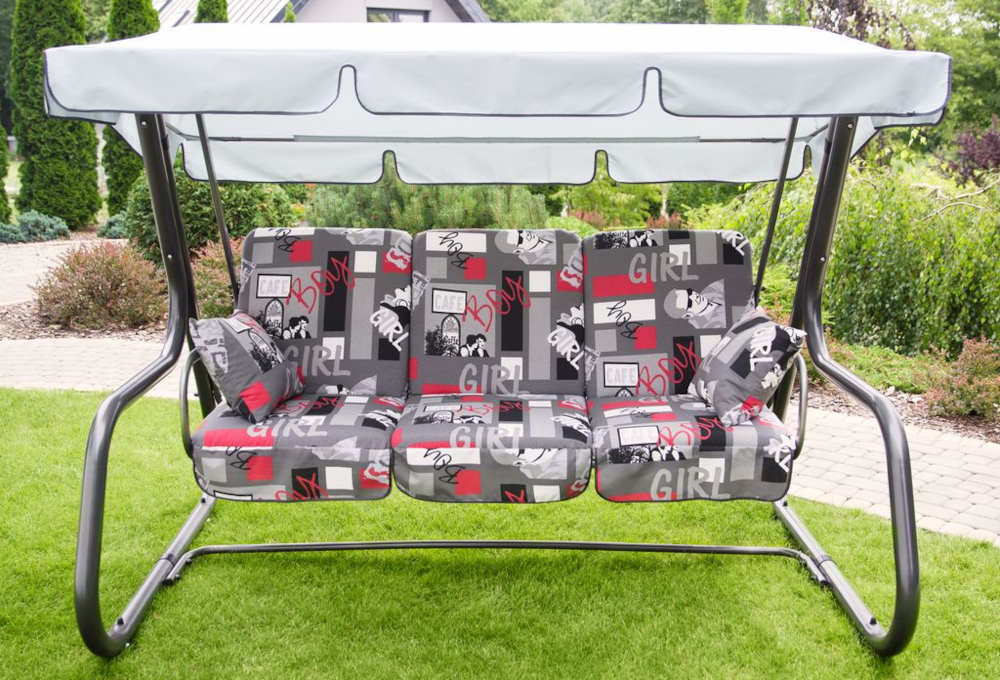 Huśtawka ogrodowa PATIO Rimini F004-06LB wysoka jakość konstrukcja stalowa rama wytrzymala malowana metoda proszkowa uzytkowanie relaks bezpieczenstwo estyka wyglad