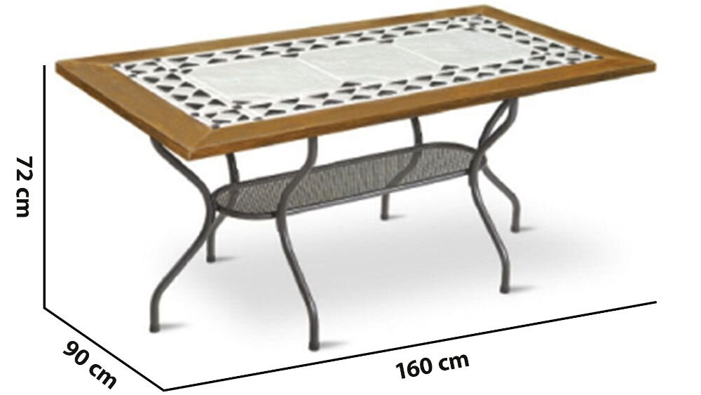 Stół ogrodowy PATIO Como 160 x 90 x 72 cm, plamy, czyszczenie, schnie, dzieci, na białym tle stół w pełni rozłożony z podaniem jego wymiarów