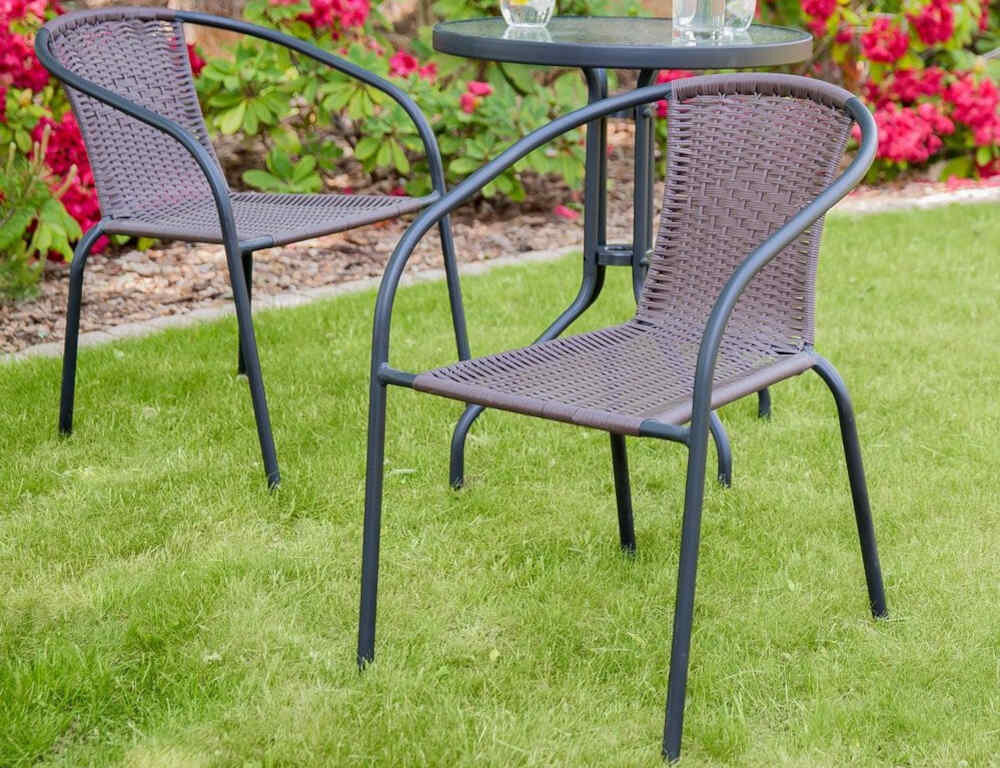 Krzesło ogrodowe PATIO Bistro Plus Brązowy Stabilna konstrukcja rury wymiar trwalosc wytrzymalosc splot technorattanu