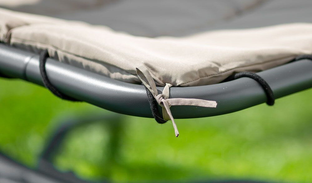 Leżak wiszący PATIO Albert Brązowy wysoka jakość konfiguracja dostosowanie montaż troczki wykonanie relaks precyzja konstrukcja