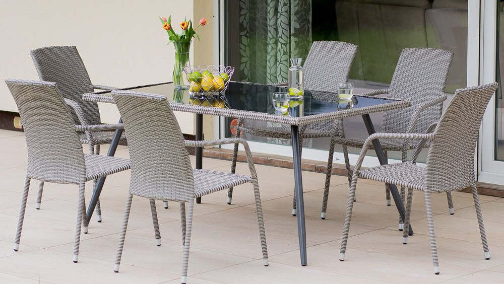 Stół ogrodowy PATIO Lupus 47181 Szary wykonanie wysoka jakość technorattan imitacja odporny wytrzymały średnica rur wysoka jakość