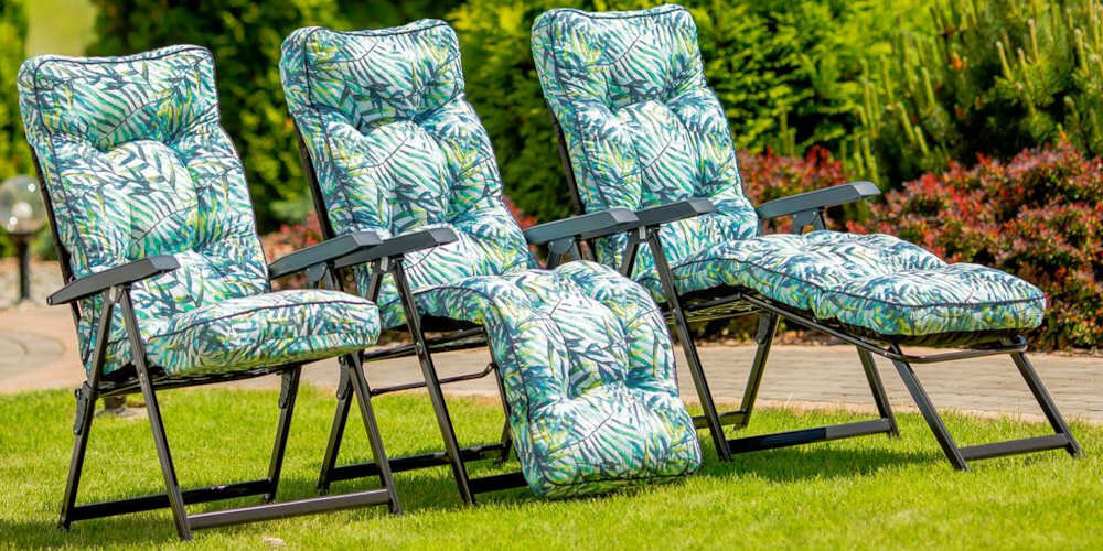 Fotel ogrodowy PATIO Lena Plus H016-12PB poduszka pikowana Box Model grubość tkanina kieszenie mocowanie możliwości