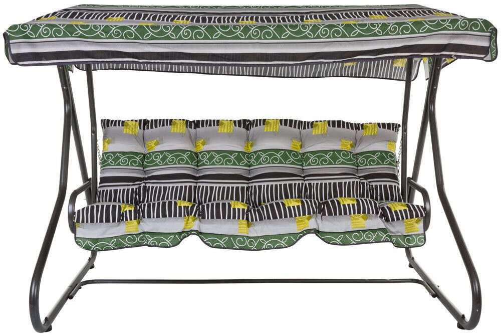 Huśtawka ogrodowa PATIO Milano C025-06BB  swieze powietrze odpoczynek poduszki daszek cztery kolory daszek funkcja ochronna Motyw geometryczny