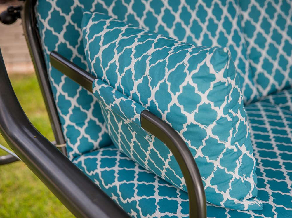 Huśtawka ogrodowa PATIO Rimini H030-21PB elegancja estetyka komfort miekkie boczne poduszki wygoda na rzepy montaż