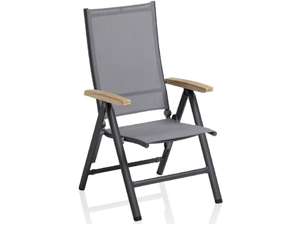 Krzesło ogrodowe KETTLER Cirrus 0100301-7110 Antracytowo-brązowy konstrukcja z ramy drewniane detale funkcjonalnosc design eleganckie kolory antracyt drewno szerokosc 62 cm wysokosc 109 cm glebokosc 70 cm