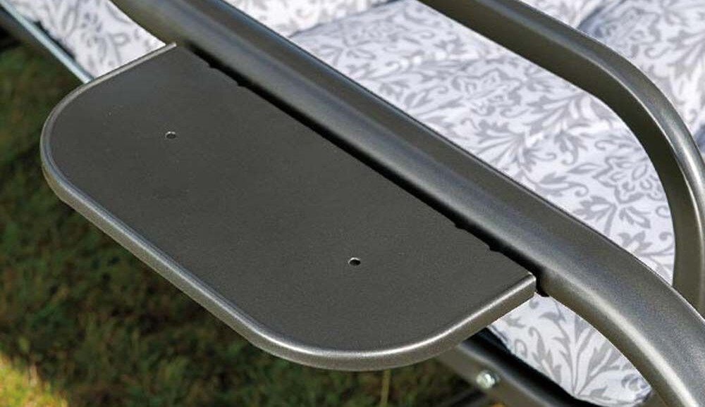 Huśtawka ogrodowa PATIO Ravenna Lux A090-03LB stoliki boczne uzytkowanie napoje przekaski