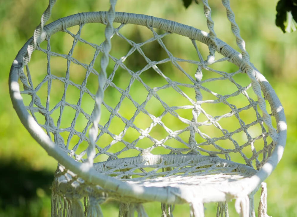 Fotel podwieszany PATIO 47589 Bocianie Gniazdo Ecru wykonanie stelaż bambus wysoka jakość lekka konstrukcja trendy ekologiczne