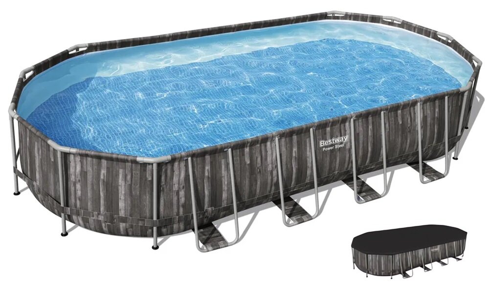 Basen BESTWAY Power Steel Oval 5611T 732 x 366 x 122 cm pompa filtrujaca filtr specjalna pokrywa dozownik ChemConnect