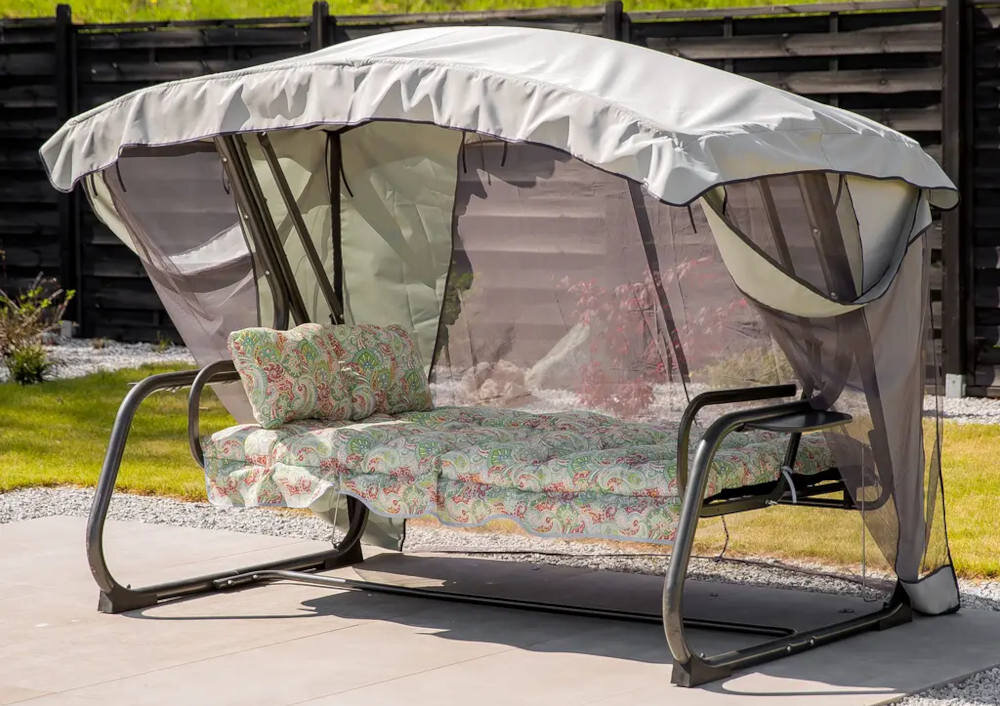 Huśtawka ogrodowa PATIO Ravenna Lux G038-12LB cztery osoby funkcja spania rozkladana waga max 350 kg