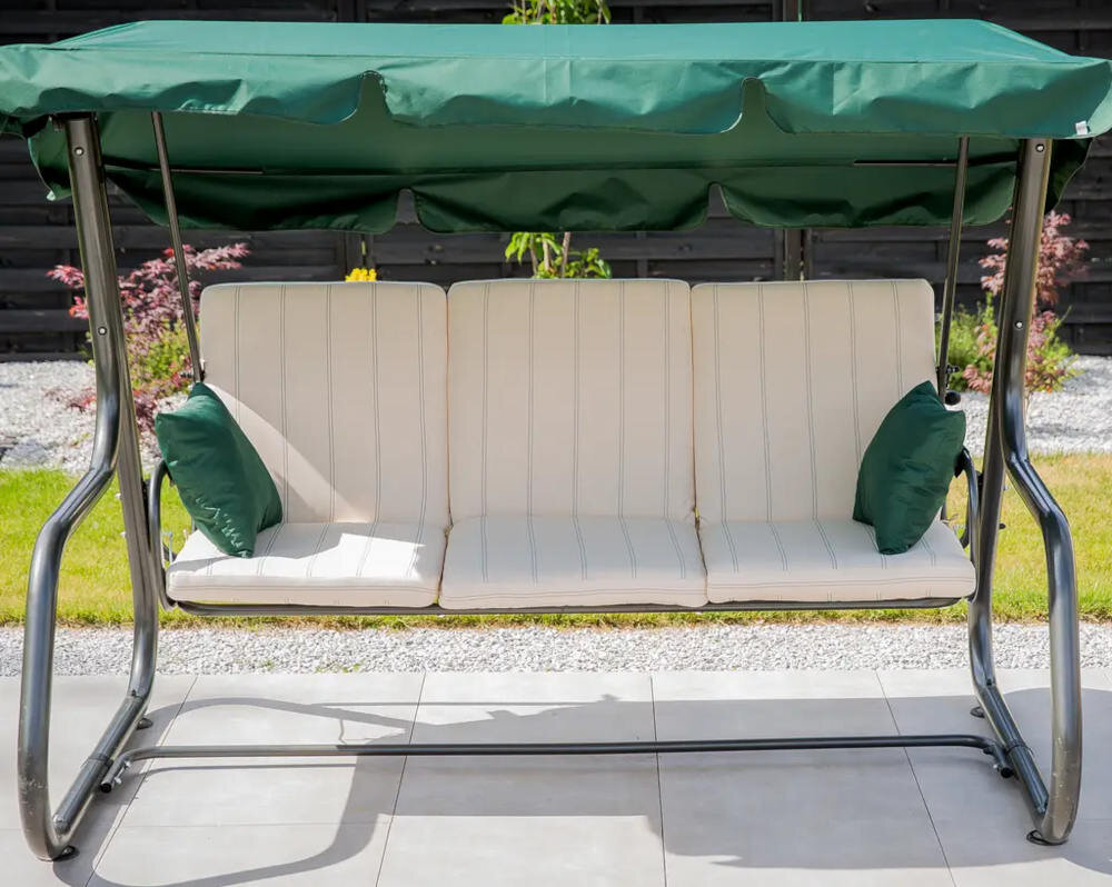 Huśtawka ogrodowa PATIO Rimini C027-05EB wysoka jakość konstrukcja stalowa rama wytrzymala malowana metoda proszkowa uzytkowanie relaks bezpieczenstwo estyka wyglad