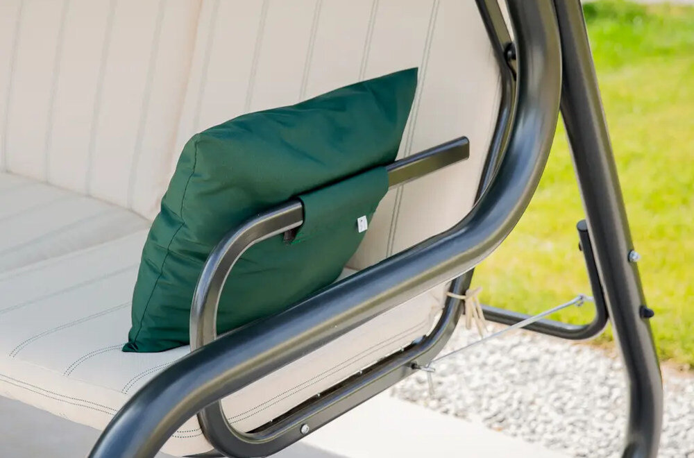 Huśtawka ogrodowa PATIO Rimini C027-05EB elegancja estetyka komfort miekkie boczne poduszki wygoda na rzepy montaż