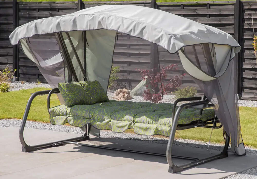 Huśtawka ogrodowa PATIO Ravenna Lux G032-22PB cztery osoby funkcja spania rozkladana waga max 350 kg