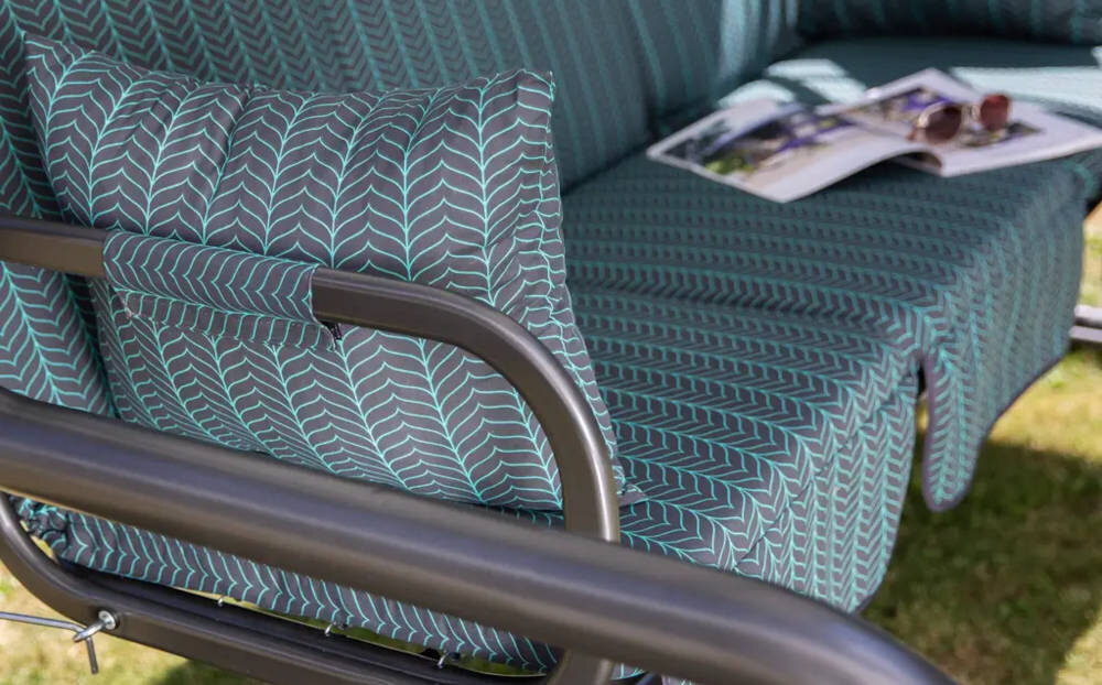 Huśtawka ogrodowa PATIO Rimini H021-06PB elegancja estetyka komfort miekkie boczne poduszki wygoda na rzepy montaż