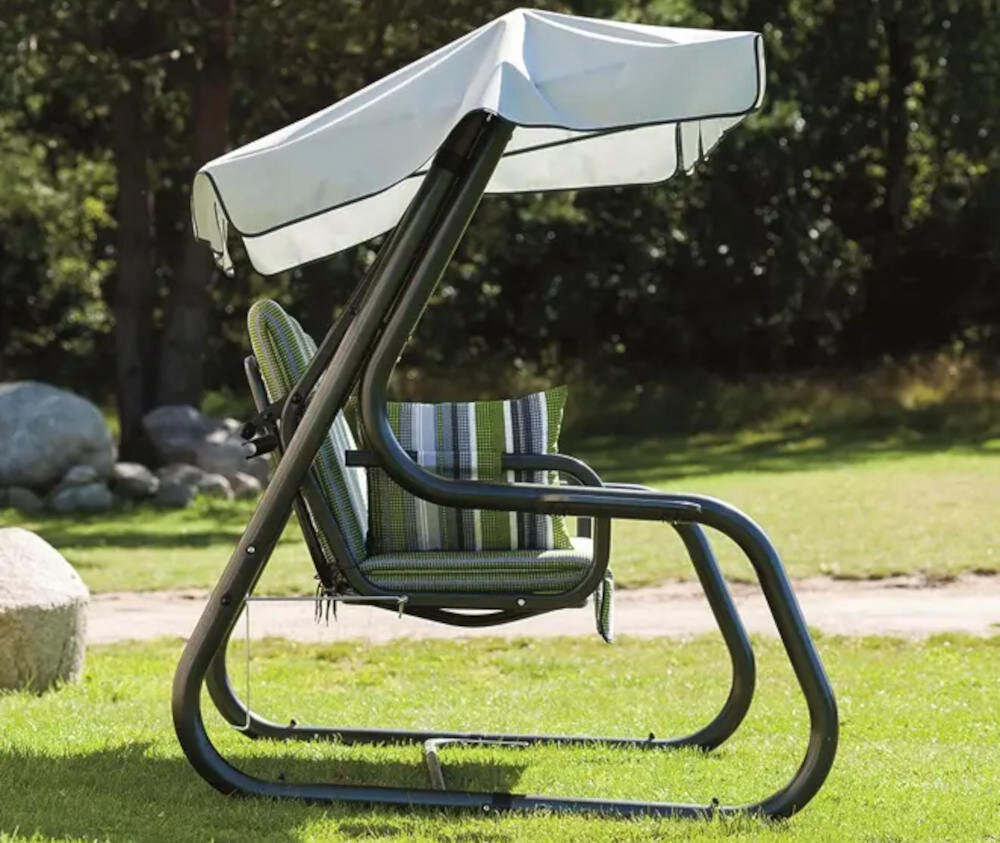 Huśtawka ogrodowa PATIO Rimini C010-06LB elegancja estetyka komfort miekkie boczne poduszki wygoda na rzepy montaż