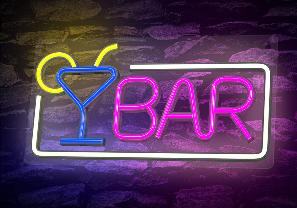 Neon LED FOREVER LIGHT Bar FPNE01X Wielokolorowy, prezent, styl, oryginalność, design., Logo z dekoracyjnym neonem w neonowych kształtach.