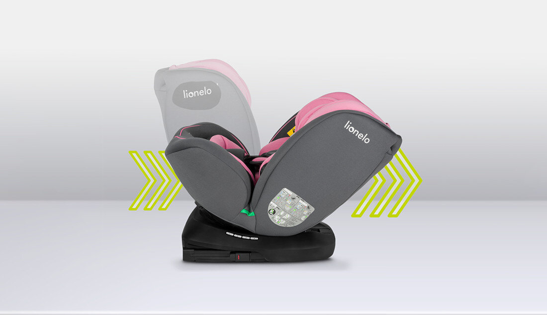 Fotelik samochodowy LIONELO Bastiaan I-Size (0-36 kg) Różowy Czterostopniowa regulacja pochylenia oparcia siedmiostopniowa regulacja zagłówka