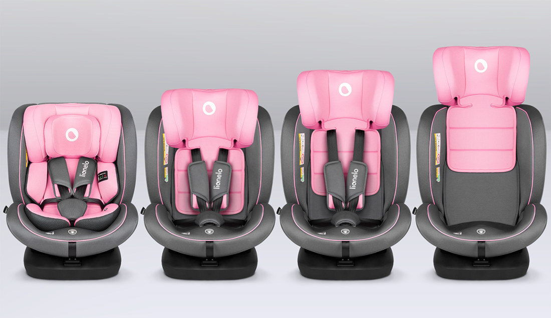 Fotelik samochodowy LIONELO Bastiaan I-Size (0-36 kg) Różowy wkladka redukcyjna wkladka ledzwiowa System DriSeat