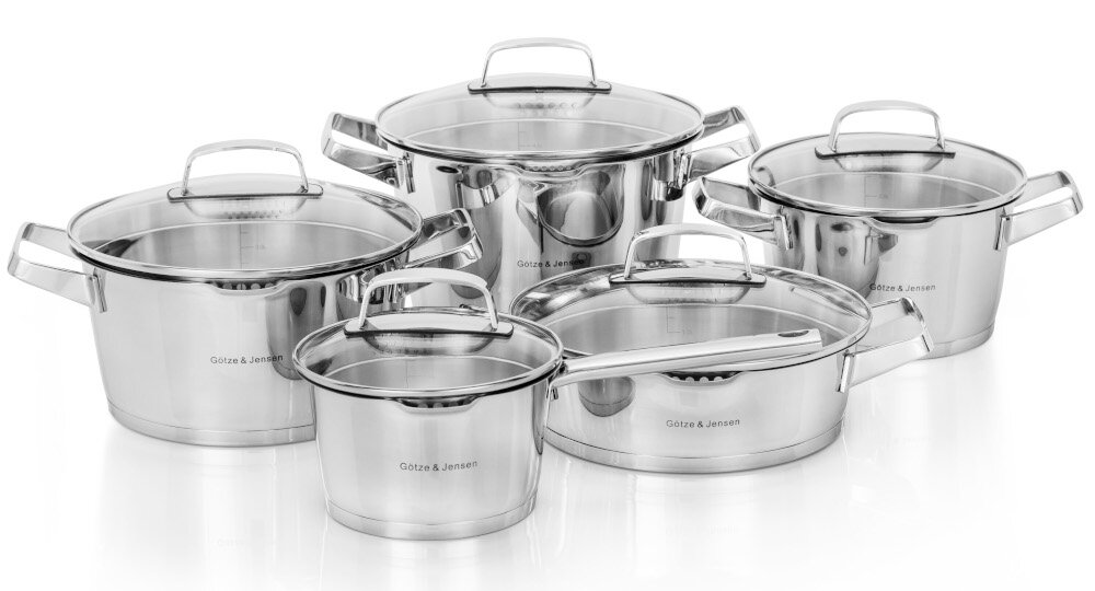 Zestaw garnków GÖTZE & JENSEN Denver CS700 wyglad stal nierdzewna