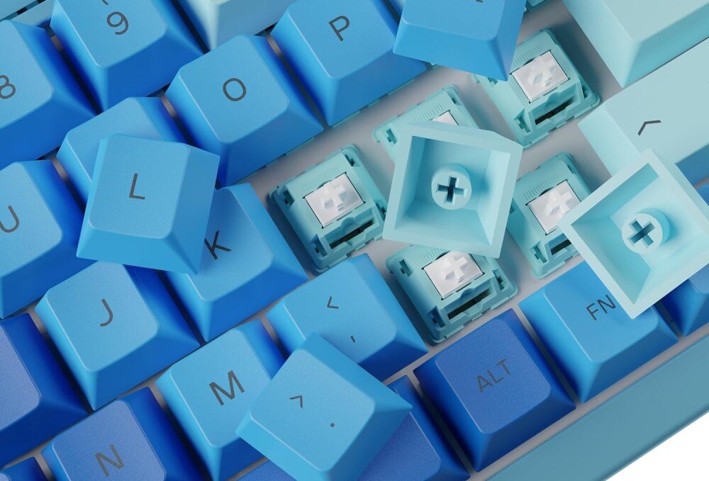 Klawisze GLORIOUS GPBT Caribbean Ocean nadruki czcionka czytelność kolor