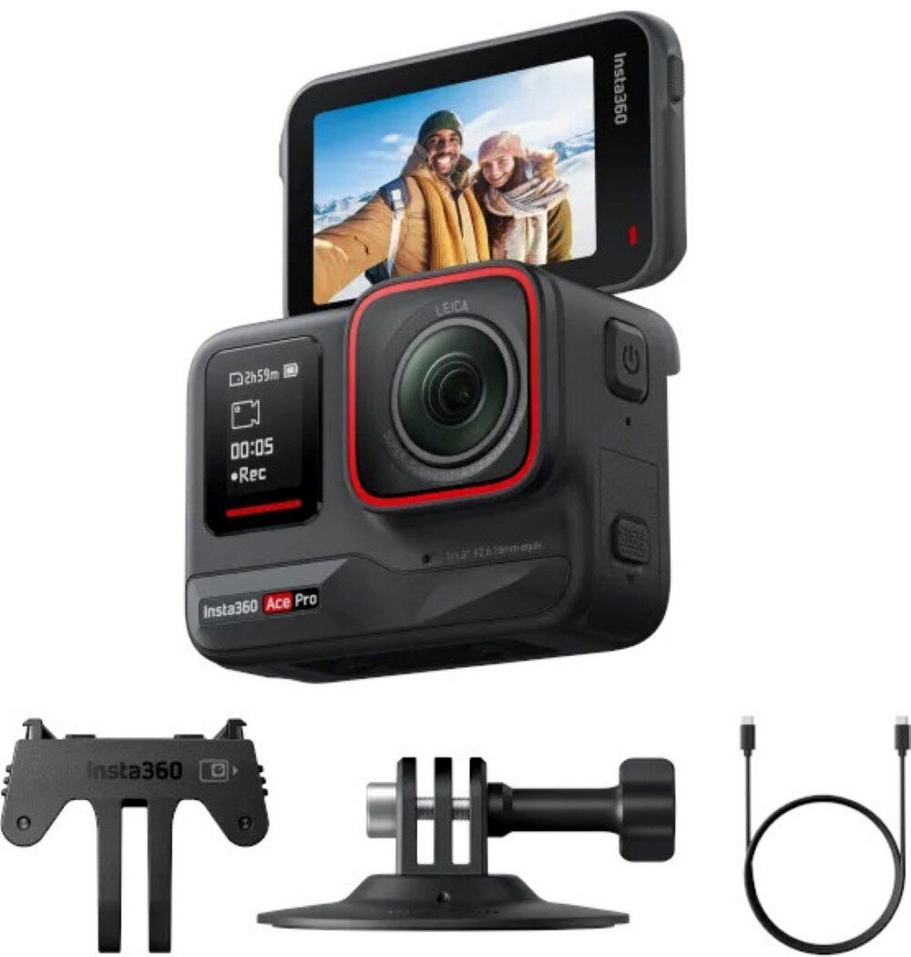 Kamera sportowa INSTA360 Ace Pro sport montaż nagrywanie stabilizacja montaż edycja filtry ostrość śledzenie tryby bateria akumulator zasilanie ładowanie rozdzielczość filmy obudowa odporność wielkość łączność sterowanie