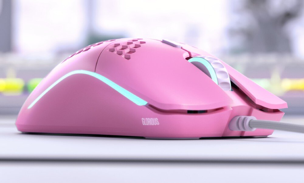 Mysz GLORIOUS Model O Wired Różowy sensor czujnik rozdzielczość prędkość śledzenia