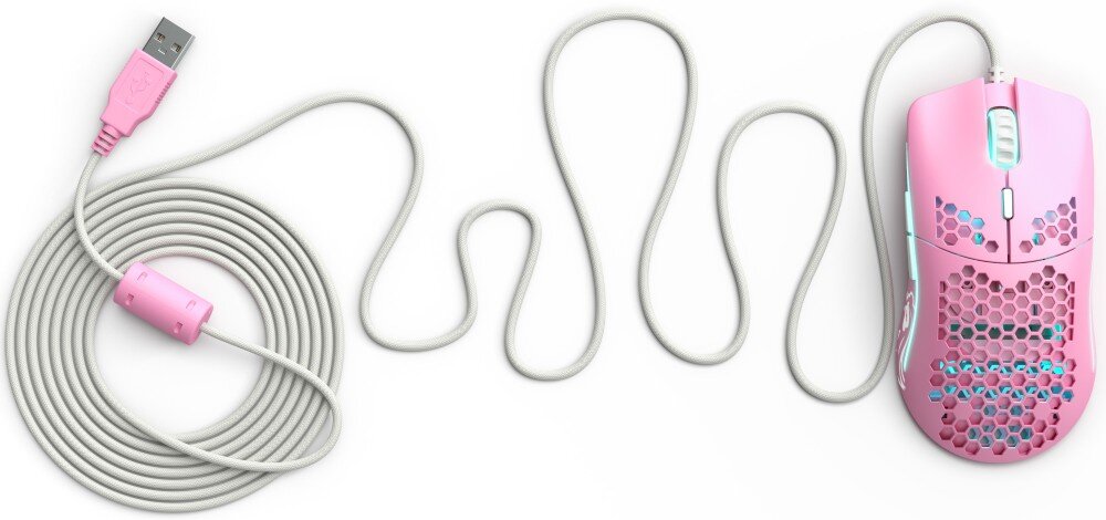 Mysz GLORIOUS Model O Wired Różowy ślizgacze grubość ruch kabel długość złącze podłączenie