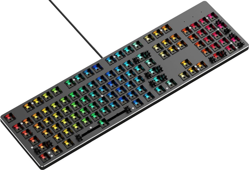 Klawiatura GLORIOUS GMMK Full-Size Barebone ANSI-Layout wygląd design podświetlenie oplot