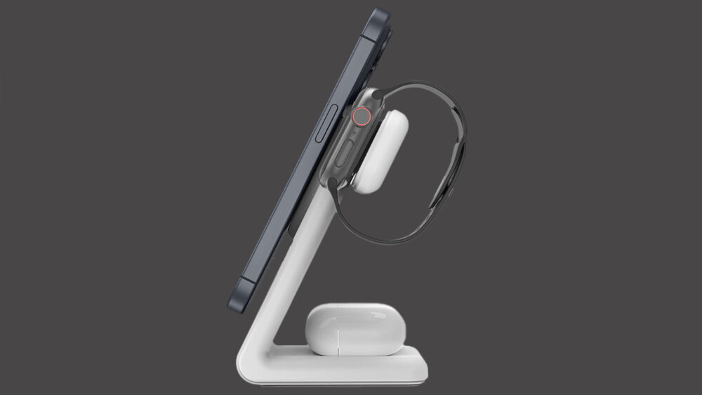 Ładowarka indukcyjna CRONG MagSpot Pivot Stand 3w1 MagSafe 15W - ładowanie