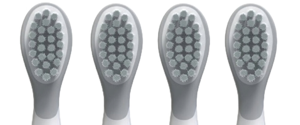 Oryginalna końcówka szczoteczki MERIDEN Brush Head Adaptive 5+ (4 szt.) miękkie włosie od 5 roku życia zalecenia Miękkie włosie ochrona Dopasowana wielkość główki dotarcie do wszystkich zakamarków małej jamy ustnej