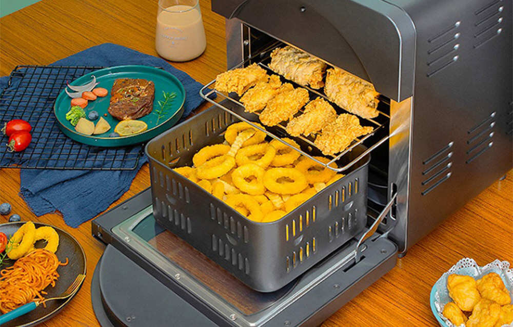 Frytkownica beztłuszczowa LEACCO AF016 Air Fryer Prostota użytkowania komfort wygoda pojemność składniki porcje Duże okno intuicyjny dotykowy panel  kontrola proces łatwe czyszczenie